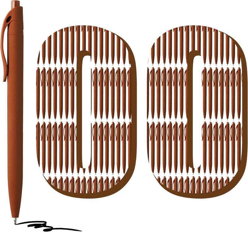 deegtran 100 Pack No Bleed Brown Barrel Click Pens, Wholesale Retractable Ballpoint Pens, Medium Point, Smooth Ink, 1.0MM Black Ink - Image 1